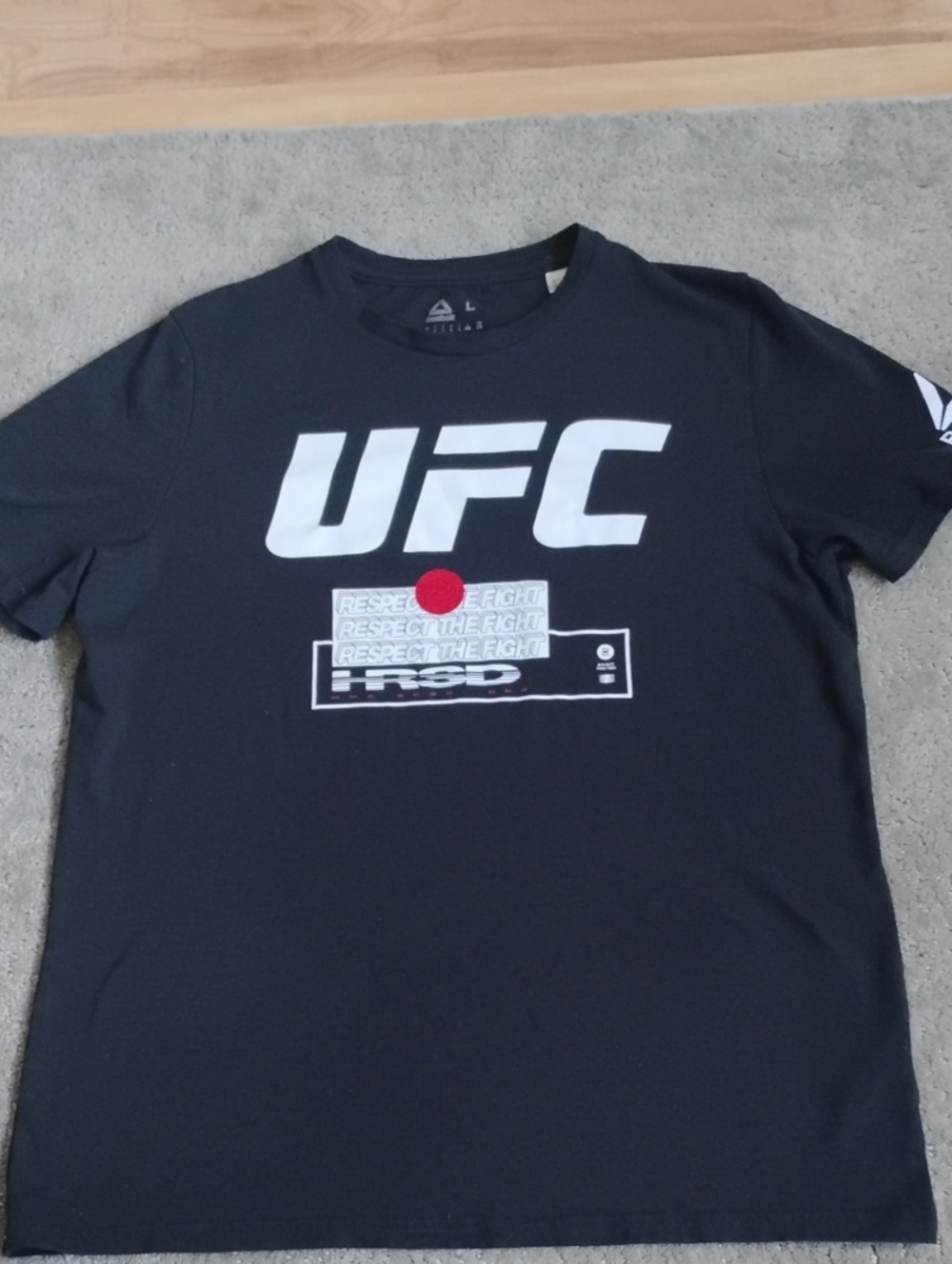Men's L Reebok Black UFC Graphic Tee with White Logo.  New Without Tags
